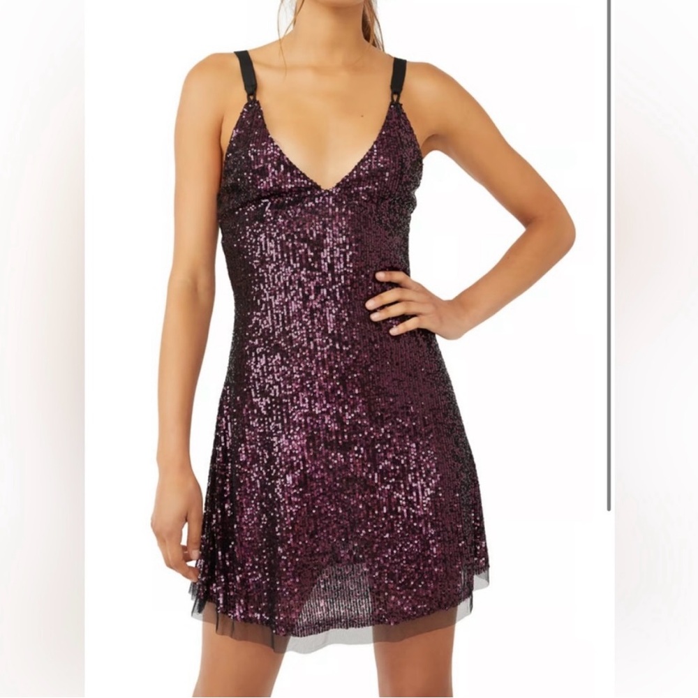 Free People Purple Sequin Mini Dress